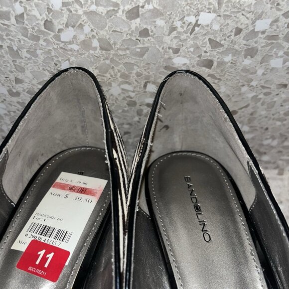 Bandolino Zebra Striped Peep Toe Wedge Heel Womens 11M Leather Fur Minor Flaws - Picture 11 of 16